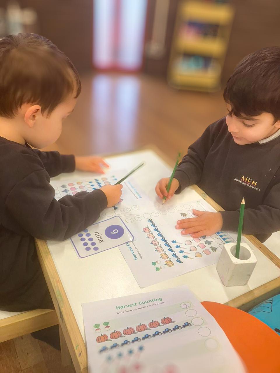 Children harvesting at ME Montessori Nursery Aylesbury — outdoor learning and nature