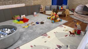 Quiet reading corner supporting a calm nursery settling-in period